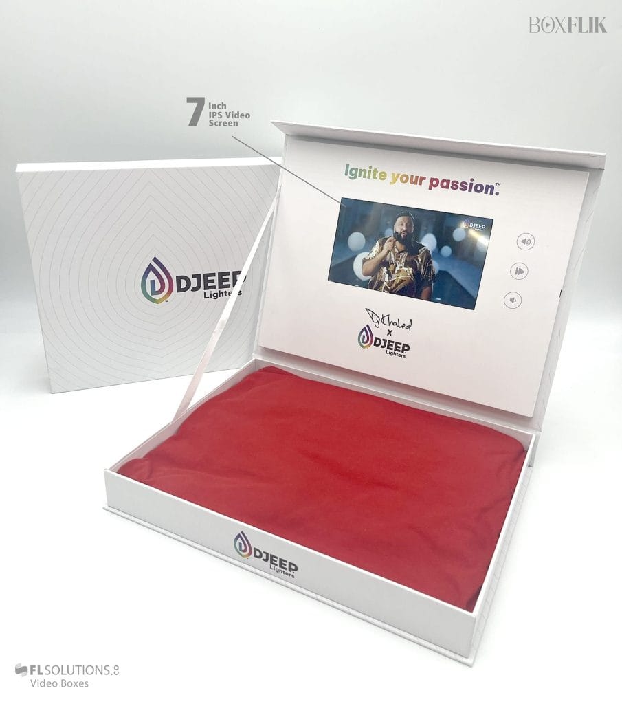 Custom DJ Khaled x DJeep Lighters luxury influencer video box with a 7 inch screen created by FL Solutions