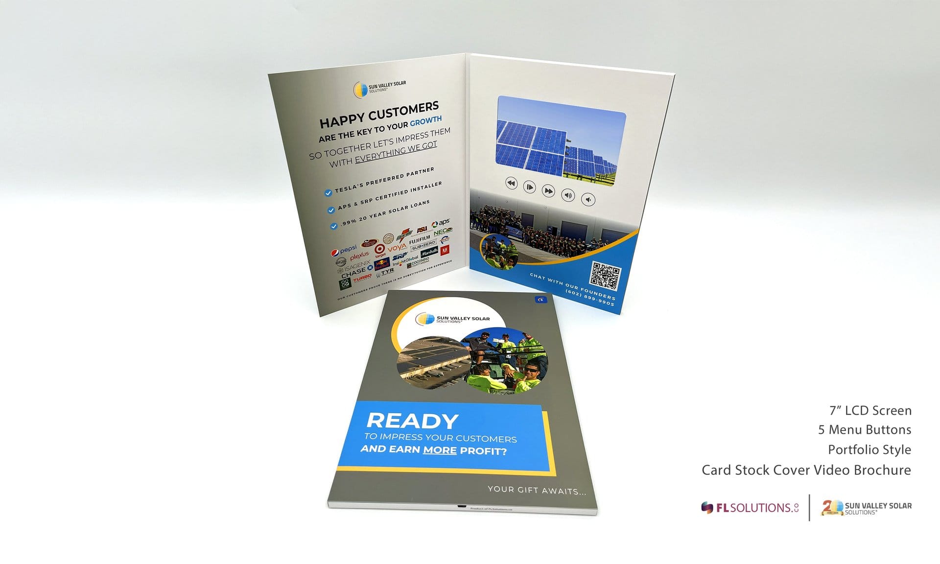 Custom 7-inch LCD screen video brochure for Sun Valley Solar by FL Solutions